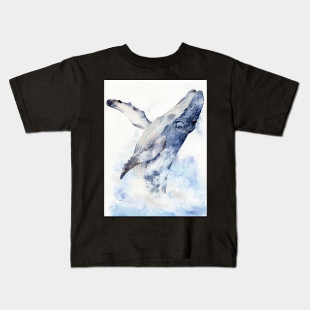 Bursting Humpback Whale Kids T-Shirt by KristieMillan